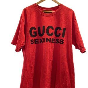 Gucci Sexiness Red T-shirt Black Graphic Logo Cotton Tee